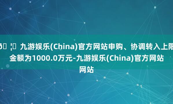 🦄九游娱乐(China)官方网站申购、协调转入上限金额为1000.0万元-九游娱乐(China)官方网站