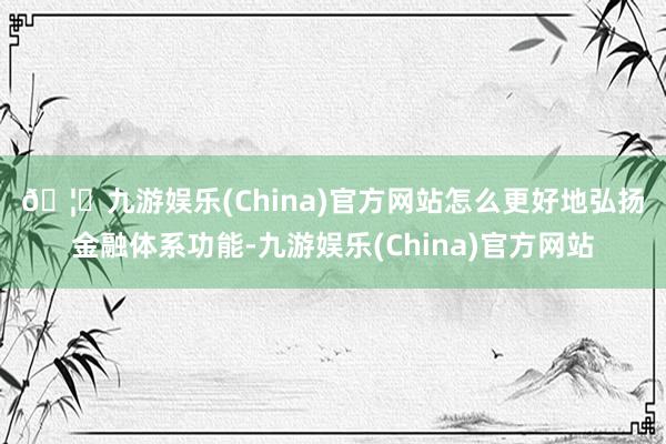 🦄九游娱乐(China)官方网站　　怎么更好地弘扬金融体系功能-九游娱乐(China)官方网站